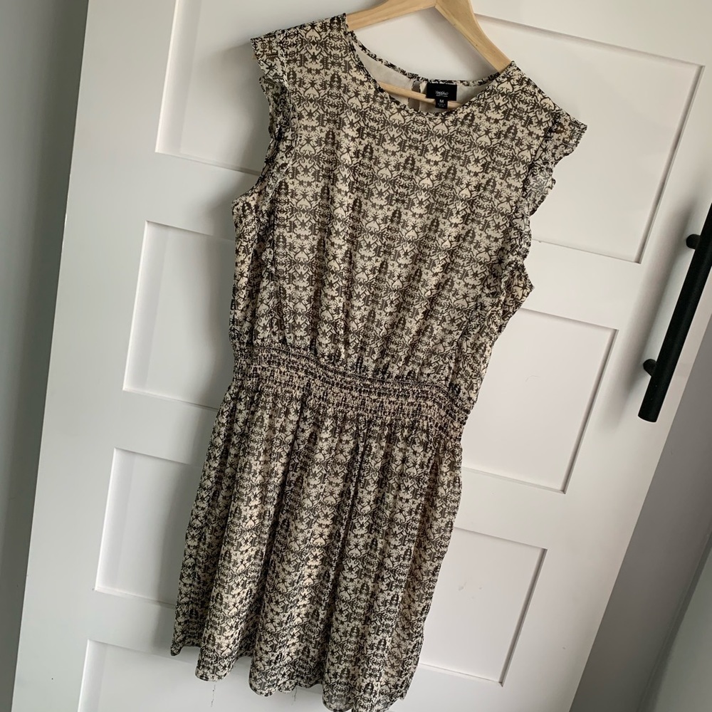 MOSSIMO | GUC Black and Tan Inkblot Sleeveless Dress with Cinched Waist M
